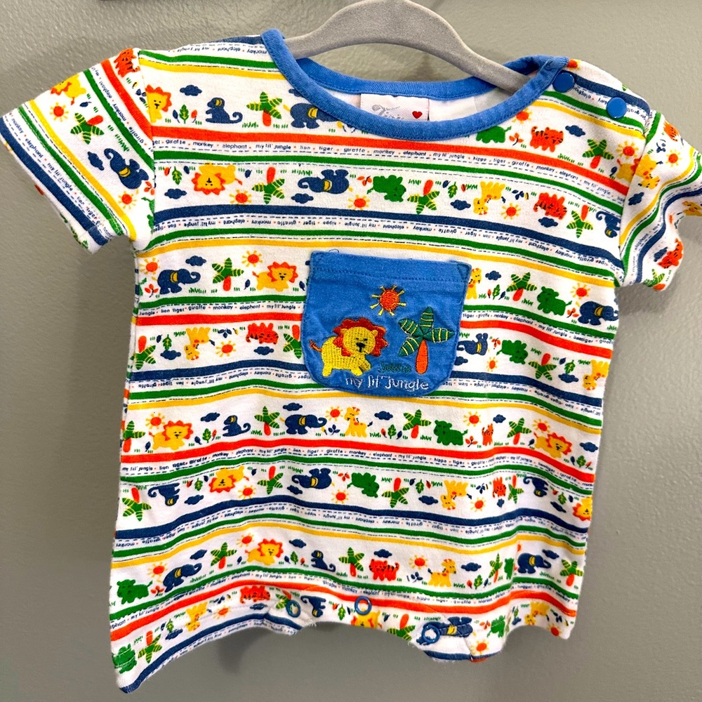 Vintage 90s Tiny Tots "My Lil Jungle" Baby Romper – Embroidered & Animal Print
